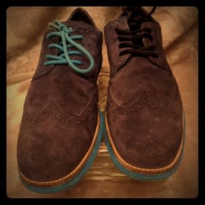 Cole Haan Blue Suede Oxford Wingtips